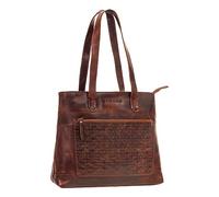 STILORD 'Theresa' Shopper Damen Groß Leder Geflochten Schultertasche Vintage Handtasche Echtleder Handtasche Damen Laptop Tasche, Farbe:porto - cognac