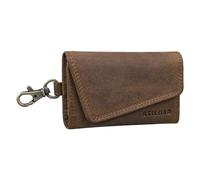 STILORD 'Tinus' Schlüsseletui mit Karabinerhaken Leder Vintage Kartenetui Lederetui mit Kartenfach RFID Schlüssel Organizer Schlüsselanhänger aus Echtleder, Farbe:mittel - braun
