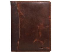 STILORD 'Vincent' Konferenzmappe Leder A4 braun Dokumentenmappe mit Ringmechanik 13,3 Zoll Schreibmappe Aktenmappe Ringbuch umlaufender Reißverschluss, Farbe:Kara - Cognac