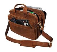 STILORD Vintage Umhängetasche Leder groß Ledertasche Aktentasche Lehrertasche Laptoptasche Büffel-Leder Cognac-Braun