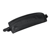 STILORD 'Willem' Stiftetasche Leder für Herren Damen Lederetui Vintage Etui Stifte rund Faulenzer Mäppchen Schlamper Brillenetui, Farbe:schwarz