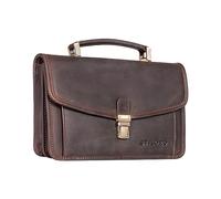 STILORD Yael Leder Clutch Klein Damen Vintage Mini Handtasche Echtleder Retro Frauentasche Tablettasche 8,4 Zoll Damentasche Ausgehtasche Farbe:dunkel - braun