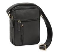 STILORD 'Zelus' Elegante Schultertasche Herren Leder Klein - Ideal für Alltag oder Reisen - Männer Umhängetasche mit Tablet-Fach 8 Zoll - Echt Leder Messenger Bag, Farbe:schwarz
