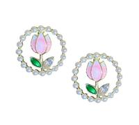 Stilvolle Blumenohrringe Tragbares Accessoire Für Frauen Kristalle Stein Und Nachahmungsperlen Stollen Mit Strasssteinen Imitation Perlen Stollen