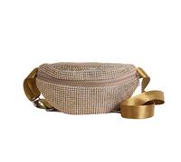 Stilvolle Damen-Hüfttasche mit Strasssteinen, lässiger Crossbody-Brusttasche, mit Reißverschluss, für wichtige Damen-Reise-Hüfttasche, gold, Mass Beauty