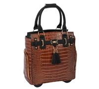 Stilvolle Damen-Laptoptasche - Petite Manhattan Brown Alligator Rolltasche für Frauen - kompakte Rolltasche und Laptoptasche mit Rollen, passend für Laptops bis zu 13 Zoll (33 cm) für Arbeit, Reisen