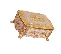 Stilvolle, emaillierte Blumen Schmuckschatulle mit Spiegel, perfekt zum Aufbewahren von Ringen, Ohrringen und Halsketten Elegante Organizer Aufbewahrungsbox mit verspiegelter Innenseite für Ringe