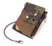 Stilvolle Herren-Geldbörse aus Oxford-Stoff mit Metall-Sicherheitskette und Reißverschluss-Taschen für Reisen, Kartenhalter, Geldbörse, kompakter Geldhalter, camouflage