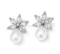 Stilvolle Perle Ohrring Schmuck Frauen Zirkonia Hochzeit Braut Mode Ohrringe