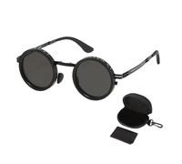 Stilvolle polarisierte Sonnenbrille - klassische getönte Sonnenbrille mit rundem Rahmen, faltbar, mit 1-9 Einstellstufen, Nd-Filter, polarisierte Gläser, Strandausrüstung, UV-Schutzbrille, geeignet fü