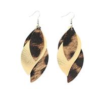 Stilvolle S Struktur Persönlichkeit Mehrschichtig Leopardenmuster PU Leder Baumelnde Ohrringe Für Damen Modischer Statement Schmuck Festival Stil Schmuck