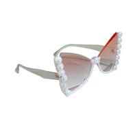 Stilvolle Schmetterlingsrahmen-Sonnenbrille mit Perlenverzierung für den täglichen Gebrauch, Katzenaugen-Form für modische Frauen