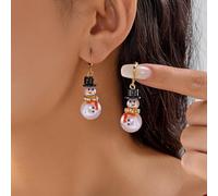 Stilvolle Schneemann-Schneeflocken-Ohrringe mit Strass-Kristallen und Perlenakzenten, erhältlich als Clip auf oder Ohrstecker für winterliche saisonale Mode (E)