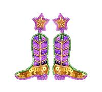 Stilvolle Stiefel/Kronenformen Ohrringe Multicolor Pailletten Perlen Ohrstöben Carnival Themen Anhänger Schmuck Für Frauen Farbenfrohe Kronenschstene