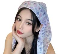 Stilvoller dreieckiger Schal mit Blumenmuster für Damen, Kopfwickel aus weichem Polyesterstoff, modisches Haar Accessoire für Reisen und Veranstaltungen Dreieckiges Bandana