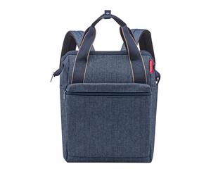Stilvoller Jeansblauer reisenthel Rucksack und Tasche: Komfortable Träger, Robustes Außenmaterial, Allrounder R für den Täglichen Gebrauch mit Muster und Trolley-Befestigungsoption. - herringbone dark