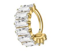 Stilvoller Schmuck, Metallknorpelohrring mit funkelnden quadratischen Zirkonia-Steinen, bequeme Nasen-Septum-Ringe, Accessoire, Ohrring für empfindliche Ohren, One Size, Wie beschrieben, Wie