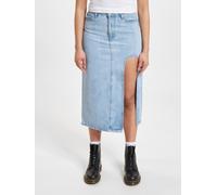 stilvolles DEF Damen Kleid Taschen Denim mit Baumwolle Blau L