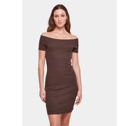 Urban Classics Damen Kleid Ladies Off Shoulder Rib Dress, schulterfreies Kleid für Frauen, Slim Fit, brown, S