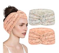 Stirnband Damen Winter,2 Stück Haarband damen,Winter Stirnbands damen Strick,Haarband Breit,Elastische Stirnband Damen,Warm Gestricktes Stirnbands Winter Verdicken Headwrap für Damen/Mädchen (B)