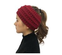 Stirnband Damen Winter Breites Strick-Stirnband, Winter-warmes Ohr, Häkel-Turban, einfarbig, Haarschmuck for Damen, modisches Haarband, Haarbänder(Red)