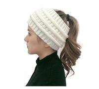 Stirnband Damen Winter Breites Strick-Stirnband, Winter-warmes Ohr, Häkel-Turban, einfarbig, Haarschmuck for Damen, modisches Haarband, Haarbänder(WHITE)