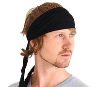 Stirnband Herren Bandana Kopftuch, Haarband Damen Wickeln Lange Dekorative Bänder, Schweißbänder Japanische Mode, Zubehör Für Pirat Ninja Schwarz