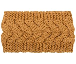 Stirnband STYLEBREAKER "Grobstrick Stirnband mit Zopfmuster", Damen, gelb (curry), Obermaterial: 100% Polyacryl PAN., Modisch, Mützen Stirnband (51074915-0) curry