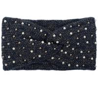 Stirnband STYLEBREAKER "Strick Stirnband Perlen Metallic Faden und Knoten Detail", Damen, blau (dunkelblau), Obermaterial: 100% Polyacryl PAN., Modisch, Mützen Stirnband (21715326-0) dunkelblau