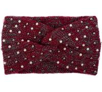Stirnband STYLEBREAKER "Strick Stirnband Perlen Metallic Faden und Knoten Detail", Damen, rot (bordeaux, rot, schwarz), Obermaterial: 100% Polyacryl PAN., Modisch, Mützen Stirnband (11659210-0) bordea