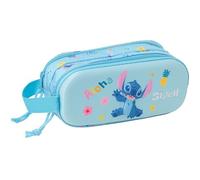 Safta Doppelmäppchen STITCH 3D – hellblau, 21x6x8 cm – für Kinder im Schulalter, bequem & vielseitig