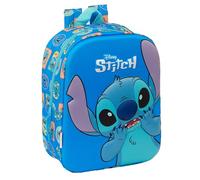 STITCH 3D Kindergarten-Rucksack, anpassbar an den Trolley, einfache Reinigung, ideal für Kinder unterschiedlichen Alters, bequem und vielseitig, Qualität und Stärke, 22 x 10 x 27 cm, Blau, blau,