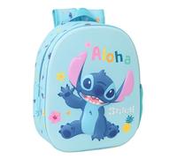 STITCH 3D Schulrucksack mit 3D-Design, anpassbar an den Wagen, ideal für Kinder verschiedener Altersgruppen, bequem und vielseitig, Qualität und Widerstandsfähigkeit, 27 x 10 x 33 cm, hellblau, M
