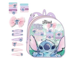 Stitch Beauty-Set - enthält Rucksack, 1 Schleife, 6 Haarnadeln und 9 Haargummis - mehrfarbig, ideal um Ihre Kleinen zu überraschen - Stitch inspiriertes Design - Originalprodukt, entworfen in Spanien