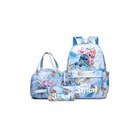 (Stitch-Blue-A) 3 Set Lilo Stitch Schulrucksack Set Rucksack Kinder Mädchen Schulranzen Tasche