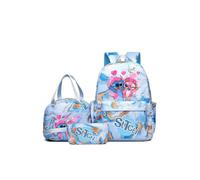 (Stitch-Blue-B) 3 Set Lilo Stitch Schulrucksack Set Rucksack Kinder Mädchen Schulranzen Tasche
