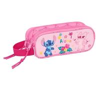 Stitch CHILL Doppelmäppchen für Kinder, ideal für Kinder im Schulalter, bequem und vielseitig, Qualität und Widerstandsfähigkeit, 21 x 6 x 8 cm, Minzgrün/Rosa, M, Casual
