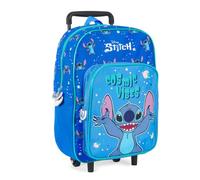 Stitch Kinderrucksack mit Rollen Blau für Kinder 3 4 5 6 Jahre - Kindergarten Rucksack Trolley Schultasch met Stitch Außerirdische - Rollenrucksack mit Rädern für Kleine Jungen Mädchen - 36x25x12 cm