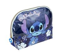 Stitch Kulturbeutel - Blau - 22,6 x 18,6 x 8 cm - große Kapazität - 100% Polyurethan - Reißverschluss - Originalprodukt, entworfen in Spanien, Schwarz