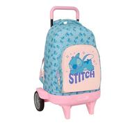 Stitch Ohana Großer Rucksack mit Rädern, kompakt, abnehmbar, ideal für Kinder verschiedener Altersgruppen, bequem und vielseitig, Qualität und Widerstandsfähigkeit, 33 x 22 x 45 cm