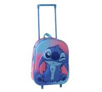 Stitch Schulrucksack für Mädchen, 3D-Kinderwagen aus Eva-Kunststoff, Rosa und Blau, Teleskopgriff und seitliche Netztasche, offizielles Disney-Lizenzprodukt, ideal für Schule und Reisen