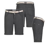 Stitch & Soul Damen Short Bermuda Kurze Hose Sommer Chino Stoff Hose mit Gürtel, Hosengröße:M / 38, Farbe:Dunkel grau