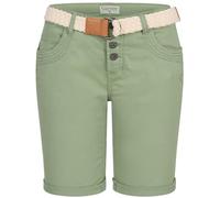 Stitch & Soul Damen Short Bermuda Kurze Hose Sommer Chino Stoff Hose mit Gürtel Neu, Hosengröße:XL / 42, Farbe:Grün