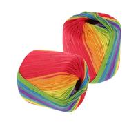 STOBAZA 2 Rollen Regenbogenfarbenes Strickgarn aus Baumwolle Selbstgemacht Häkelgarn mit Hoher Strapazierfähigkeit Flexibel und Zuschneidbar für Anfänger und Handarbeiten