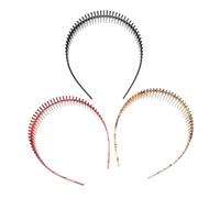 STOBAZA 3 Stück Teiliges Oxford Stirnband Feines Robustes Kunststoff haarreif Schwarz Hellrot und Hellbraun Modisch Elegant Angenehm zu Tragen für Damen und Mädchen Vielseitig für Alltag