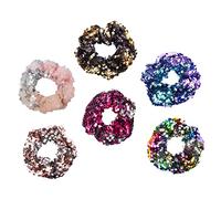 STOBAZA 6 Stück Elastische Haargummis mit Wende pailletten für Mädchen und Frauen Bunte Haarbänder für Pferdeschwanz Weiche Scrunchies für Mittellanges bis Langes Haar Zufällige Farbe