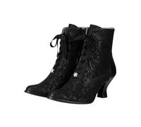 Stockerpoint Damen Stiefel 6020 I Größe 36-42 I Elegante Schuhe aus Echtleder mit Satinband-Schnürung & Straßstein-Anhänger I Geschwungener Absatz I Perfekt für Trachten & Festlichkeiten
