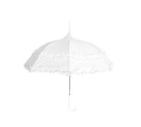 Stockschirm in Weiß Brautschirm mit feinem Spitzenbesatz ergonomischer Griff