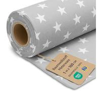 Stoff Meterware Baumwollstoff 1 M x 160 cm - Stoffe zum nähen aus reine baumwolle fabric futterstoff dekostoff für patchwork canvas und sewing nähstoff Oeko-Tex Weiße Sterne auf Grau