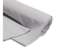 Stoff Meterware Baumwollstoff 5 M x 160 cm - Stoffe zum nähen aus reine baumwolle fabric futterstoff dekostoff für patchwork canvas und sewing nähstoff Oeko-Tex Hellgrau mit weißen Punkten